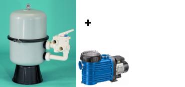 Filter Schwimm technologie, durch. 400 mm, mit Seitenventil 1 1/2" + Wasserpumpe 8 m³/h, 230V